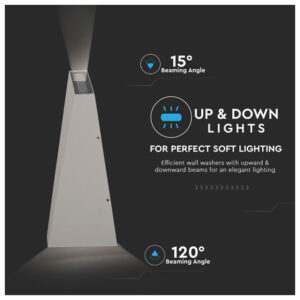 V-TAC Φωτιστικό LED Aπλίκα Τοίχου 6W 230V 120° 450lm IP65 Up-Down Γκρι Σώμα Ζεστό Λευκό 218299