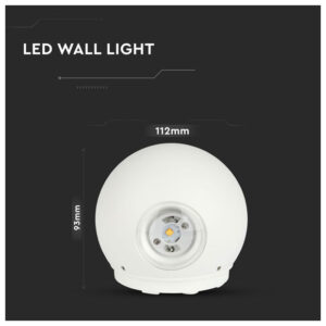 V-TAC Φωτιστικό LED Aπλίκα Τοίχου Σφαίρα 6W 230V 90° 476lm IP65 Up-Down Άσπρο Σώμα Φυσικό Λευκό 218302
