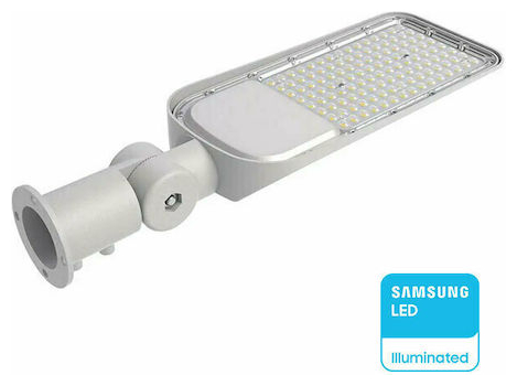 V-TAC Φωτιστικό Δρόμου LED SLIM 50W 100° 6000lm IP65 Samsung Chip Ψυχρό Λευκό Γκρι Σώμα 20425