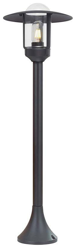 V-TAC Φωτιστικό Κήπου Στύλος E27 Στρογγυλό με Διάφανο Γυαλί Μαύρο Ματ 10423