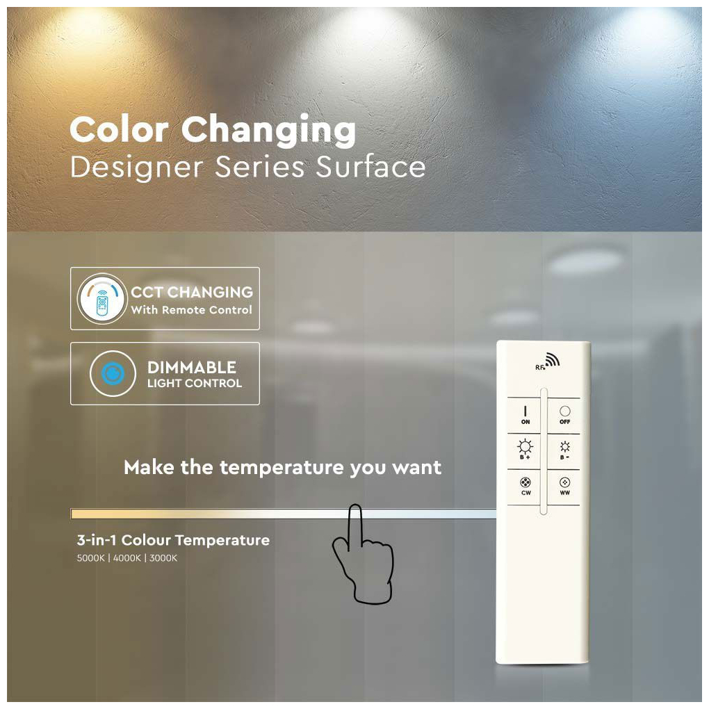 V-TAC Φωτιστικό Οροφής LED SMD 25W 230V 2500lm 120° IP20 Τετράγωνο με Εναλλαγή Χρώματος 3σε1 Άσπρο Σώμα Dimmable 213970