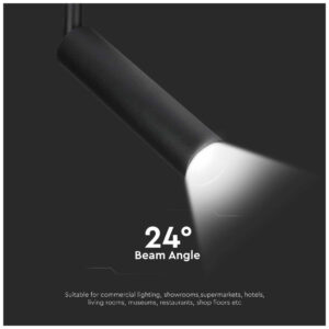 V-TAC Φωτιστικό Σποτ Τριφασικής Ράγας LED COB 15W 230V 1500lm 24° IP20 Samsung Chip Μαύρο Σώμα Ψυχρό Λευκό 21361