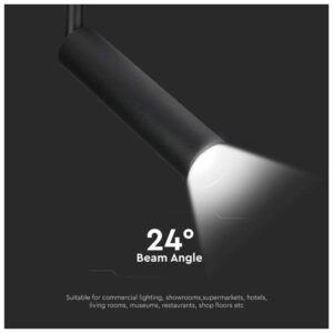 V-TAC Φωτιστικό Σποτ Τριφασικής Ράγας LED COB 7W 230V 700lm 24° IP20 Samsung Chip Μαύρο Σώμα Ψυχρό Λευκό 21355