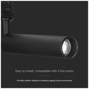 V-TAC Φωτιστικό Σποτ Τριφασικής Ράγας LED COB 7W 230V 700lm 24° IP20 Samsung Chip Μαύρο Σώμα Ψυχρό Λευκό 21355