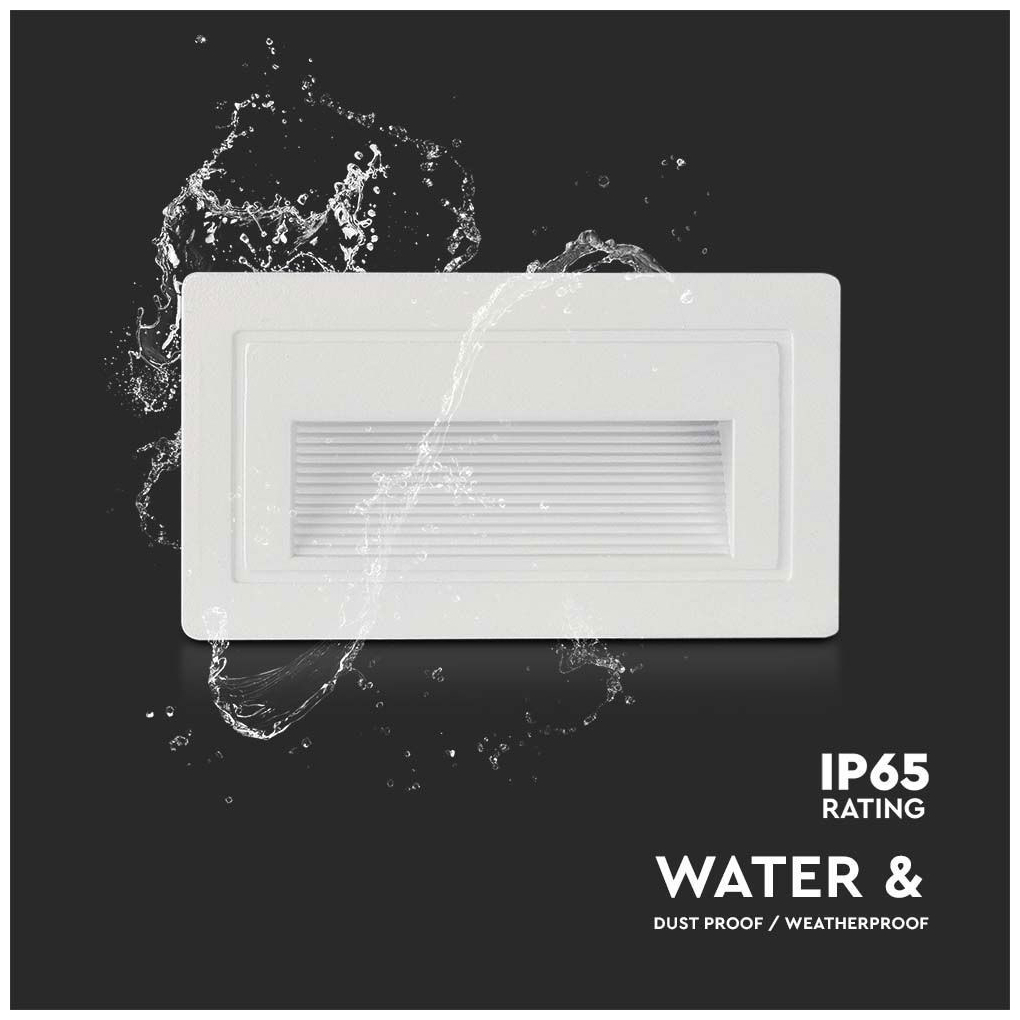 V-TAC Φωτιστικό για Σκαλοπάτια LED – Step Light LED 3W 230V 180lm 270° IP65 Ορθογώνιο Ζεστό Λευκό Άσπρο Σώμα 10378