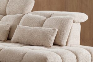 Γωνιακός καναπές-κρεβάτι Magner U σε σχήμα "Π" με αποθηκευτικό χώρο & ηλεκτρικά επεκτεινόμενα καθίσματα 342x107x280cm - Εκρού - Δεξιά Γωνία - BOG4575