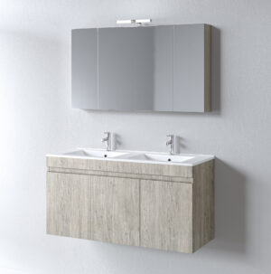 Σετ Επίπλου OMEGA 120cm με Διπλό Νιπτήρα χρ.BEIGE OAK 9SOM120BODW