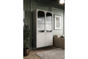 Βιτρίνα Sorena Μπεζ 104x200x45cm με τζάμι - BOG4589