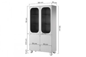 Βιτρίνα Sorena II Κεραμιδί 100x192x45cm με τζάμι και στρογγυλά πόδια - BOG4589