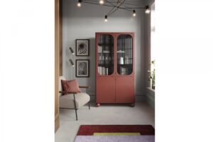 Βιτρίνα Sorena II Κεραμιδί 100x192x45cm με τζάμι και στρογγυλά πόδια - BOG4589