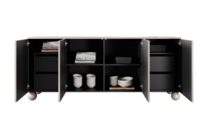 Μπουφές Sorena II Μπεζ 200x82x45cm με στρογγυλά πόδια, 4 εσωτερικά συρτάρια & εσωτερικά ράφια - BOG4589