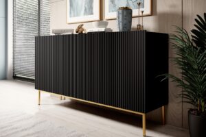 Μπουφές Niki Μαύρο Ματ + Χρυσά Πόδια 150x85x45cm - BOG4589