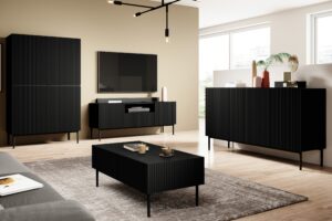 Μπουφές Niki Μαύρο Ματ + Μαύρα Πόδια 150x85x45cm - BOG4589