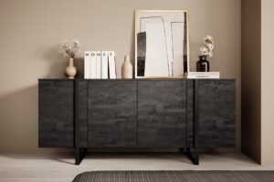 Μπουφές Vera Ανθρακί + Μαύρα Πόδια 200x87x45cm - BOG4589