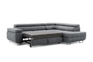 Γωνιακός καναπές/Κρεβάτι Anna L/ Γκρι/Ασημί πόδια/ Δεξιά γωνία/271x98x201 BOG5333