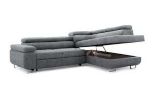 Γωνιακός καναπές/Κρεβάτι Anna L/ Γκρι/Ασημί πόδια/ Δεξιά γωνία/271x98x201 BOG5333