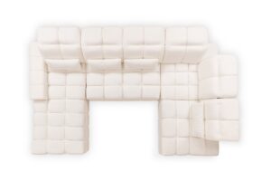 Γωνιακός Καναπές-Κρεβάτι Magner U III σε σχήμα "Π" 342x107x211cm με αποθηκευτικό χώρο 342x107x280cm, Μπεζ - Αριστερή Γωνία - BOG4589