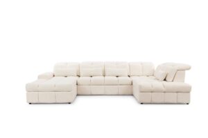 Γωνιακός Καναπές-Κρεβάτι Magner U III σε σχήμα "Π" 342x107x211cm με αποθηκευτικό χώρο 342x107x280cm, Μπεζ - Αριστερή Γωνία - BOG4589