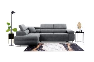 Γωνιακός καναπές/Κρεβάτι Anna L/ Γκρι/Ασημί πόδια/ Αριστερή γωνία/271x98x201 BOG5322