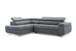 Γωνιακός καναπές/Κρεβάτι Anna L/ Γκρι/Ασημί πόδια/ Αριστερή γωνία/271x98x201 BOG5322