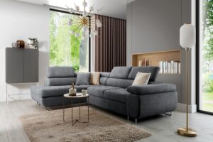 Γωνιακός καναπές/Κρεβάτι Anna L/ Γκρι/Ασημί πόδια/ Αριστερή γωνία/271x98x201 BOG5322