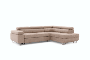 Γωνιακός καναπές/Κρεβάτι Anna L/ Μπεζ/Ασημί πόδια/Δεξιά γωνία/271x98x201 BOG5307