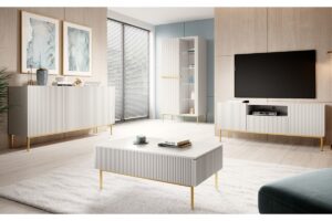 Μπουφές Niki Λευκό Ματ + Χρυσά Πόδια 150x85x45cm - BOG4589