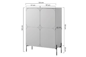 Μπουφές Sorena κεραμιδί 124x140x45cm με μαύρα πόδια - BOG4589