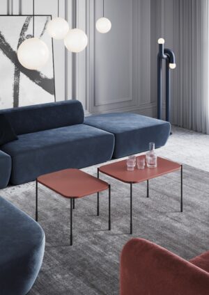 Τραπεζάκι Σαλονιού Sorena Κεραμιδί 70x50x45cm με μαύρα πόδια - BOG4589