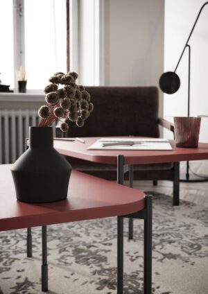 Τραπεζάκι Σαλονιού Sorena Κεραμιδί 70x50x45cm με μαύρα πόδια - BOG4589