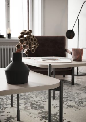 Τραπεζάκι Σαλονιού Sorena Μπεζ 70x50x45cm με μαύρα πόδια - BOG4589