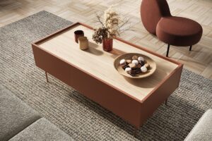 Τραπεζάκι Σαλονιού Dessi Κεραμιδί+Δρυς 120x45x60cm με 2 συρτάρια - BOG4589