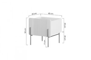 Κομοδίνο Malme Κρεμ + Χρυσά Πόδια 45x50x42cm με συρτάρι - BOG4589
