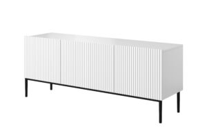 Έπιπλο Τηλεόρασης Niki Λευκό Ματ + Μαύρα Πόδια 150x53x45cm με 3 ντουλάπια - BOG4589