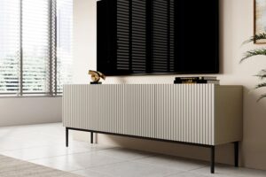 Έπιπλο Τηλεόρασης Niki Μπεζ + Μαύρα Πόδια 150x53x45cm με 3 ντουλάπια - BOG4589