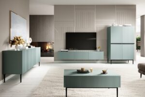 Έπιπλο Τηλεόρασης Niki Γαλάζιο + Μαύρα Πόδια 150x53x45cm με 3 ντουλάπια - BOG4589