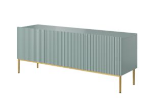 Έπιπλο Τηλεόρασης Niki Γαλάζιο + Χρυσά Πόδια 150x53x45cm με 3 ντουλάπια - BOG4589