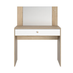 Makeup μπουντουάρ με ένα συρτάρι και καθρέφτη 94x44x121/77εκ. Natural Chestnut / Λευκό