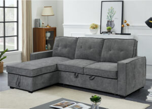 Tiago Γωνιακός καναπές κρεβάτι με αποθηκευτικό χώρο 222x150x94εκ. Γκρι με αναστρέψιμη γωνία