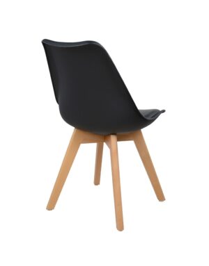 Καρέκλα LORA 47x56.6x82cm Μαύρο με Ξύλινα Πόδια