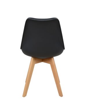 Καρέκλα LORA 47x56.6x82cm Μαύρο με Ξύλινα Πόδια