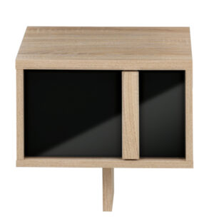 Curtys κομοδίνο 36x42x42εκ. Sonoma Oak/ Μαύρη γυαλιστερή λάκα