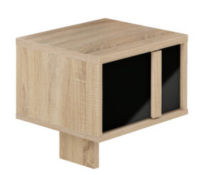 Curtys κομοδίνο  36x42x42εκ. Sonoma Oak/ Μαύρη γυαλιστερή λάκα