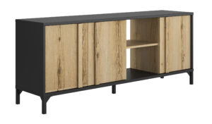 Esteban έπιπλο τηλεόρασης με 3 πόρτες 160x40x66εκ. Helvezia Oak / Μαύρο
