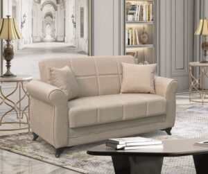 LENA LIGHT BROWN ΥΦΑΣΜΑ 2ΘΕΣΙΟΣ ΚΑΝΑΠΕΣ/ΚΡΕΒΑΤΙ ΜΕ ΑΠΟΘ.ΧΩΡΟ 150Χ80Χ75εκ.