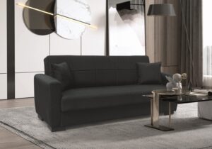 ANIMA BLACK ΥΦΑΣΜΑ 3ΘΕΣΙΟΣ ΚΑΝΑΠΕΣ/ΚΡΕΒΑΤΙ ΜΕ ΑΠΟΘ.ΧΩΡΟ 210X80X75εκ.