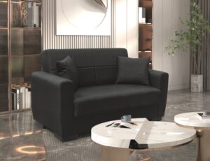 ANIMA BLACK ΥΦΑΣΜΑ 2ΘΕΣΙΟΣ ΚΑΝΑΠΕΣ/ΚΡΕΒΑΤΙ ΜΕ ΑΠΟΘ.ΧΩΡΟ 150Χ80Χ75εκ.