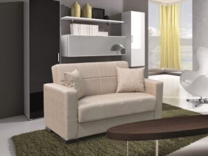 ROVER LIGHT BROWN ΥΦΑΣΜΑ 2ΘΕΣΙΟΣ ΚΑΝΑΠΕΣ/ΚΡΕΒΑΤΙ ΜΕ ΑΠΟΘ.ΧΩΡΟ 150Χ80Χ75εκ.