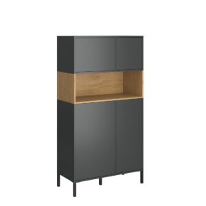 Ραφιέρα Beril Ανθρακί-Χρυσό Δρυς 90x42x170cm