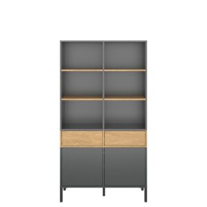 Ραφιέρα Beril 2D2S Ανθρακί-Χρυσό Δρυς 90x42x170cm